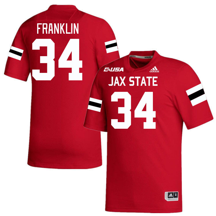 #34 Mike Franklin Jacksonville State Gamecocks College Football Jerseys Stitched-Red